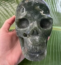 Moss Agate Large Skull #4, 1522gr, *disc.*