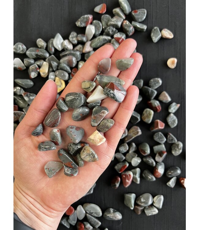 African Bloodstone Tumbled Stones, Polished Bloodstone, Grade A; 4 sizes available, purchase individual or bulk *disc.*
