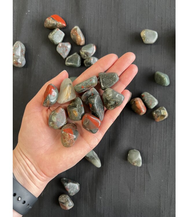 African Bloodstone Tumbled Stones, Polished Bloodstone, Grade A; 4 sizes available, purchase individual or bulk *disc.*