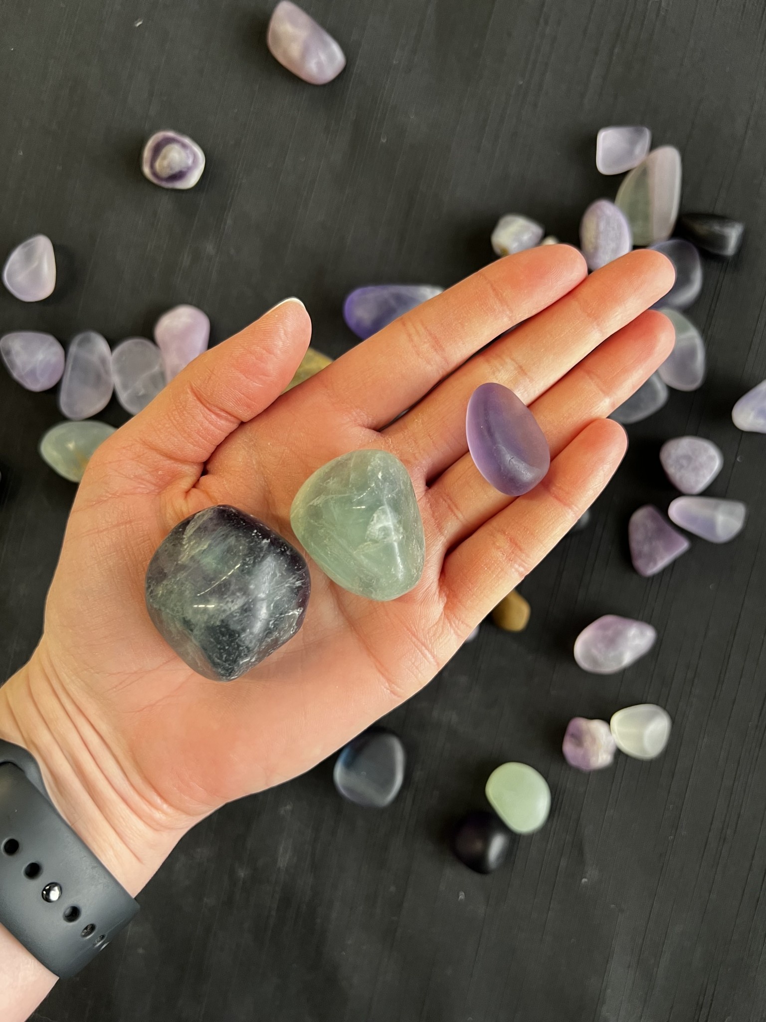 Rainbow Fluorite Tumbled Stones, Polished Rainbow Fluorite, Grade