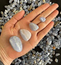 Blue Lace Agate Tumbled Stones, Polished Blue Lace Agate, Grade A; 4 sizes available, purchase individual or bulk