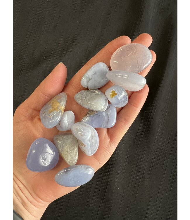 Blue Lace Agate Tumbled Stones, Polished Blue Lace Agate, Grade A; 4 sizes available, purchase individual or bulk