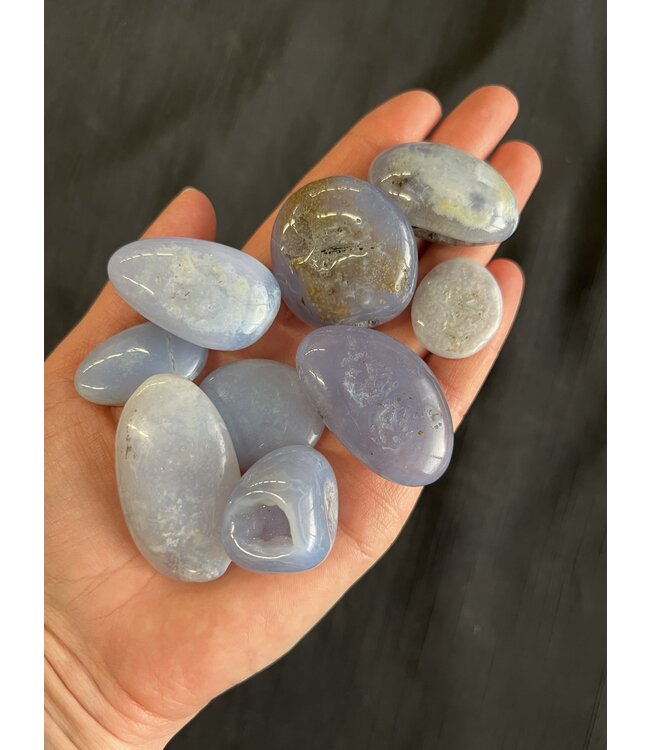 Blue Lace Agate Tumbled Stones, Polished Blue Lace Agate, Grade A; 4 sizes available, purchase individual or bulk