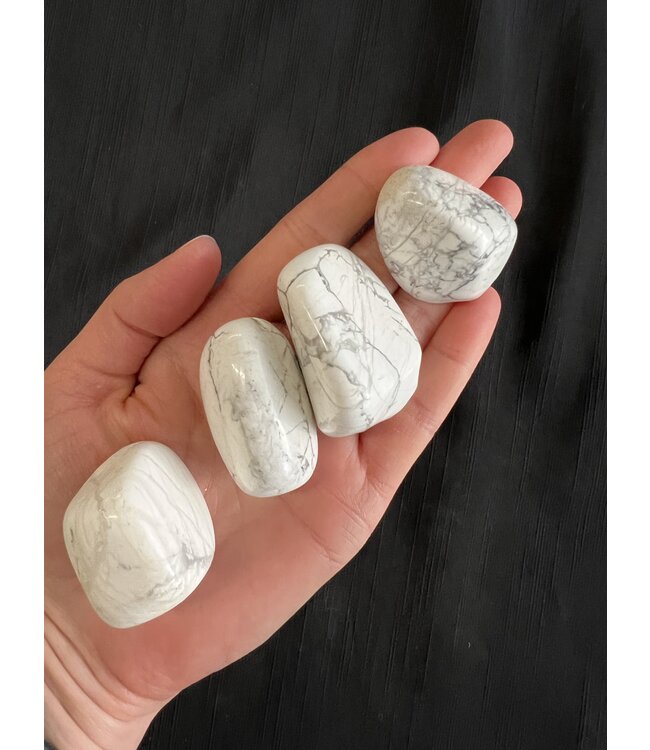 Howlite Tumbled Stones, Polished Howlite, Grade A; 4 sizes available, purchase individual or bulk