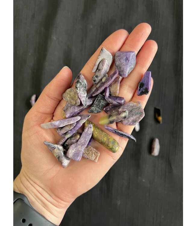 Charoite Tumbled Stones, Polished Charoite, Grade A; 2 sizes available, purchase individual or bulk *disc.*