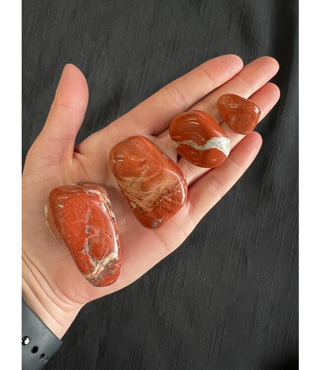 Red Jasper Quartz Tumbled Stones, Polished Red Jasper Quartz, Grade A; 4 sizes available, purchase individual or bulk