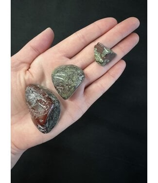 Dragon Bloodstone Tumbled Stones, Polished Dragon Blood Jasper, Grade A; 3 sizes available, purchase individual or bulk *disc.*