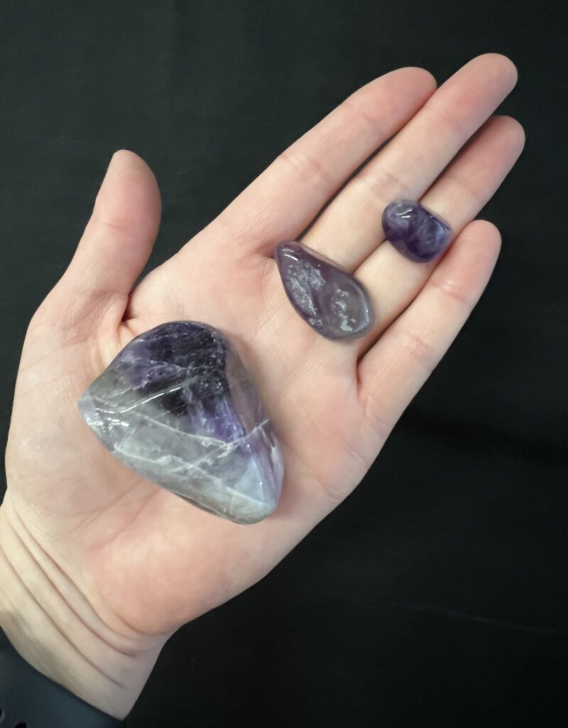 Chevron/Dream Amethyst Tumbled Stones, Polished Dream Amethyst, Grade A; 4 sizes available, purchase individual or bulk