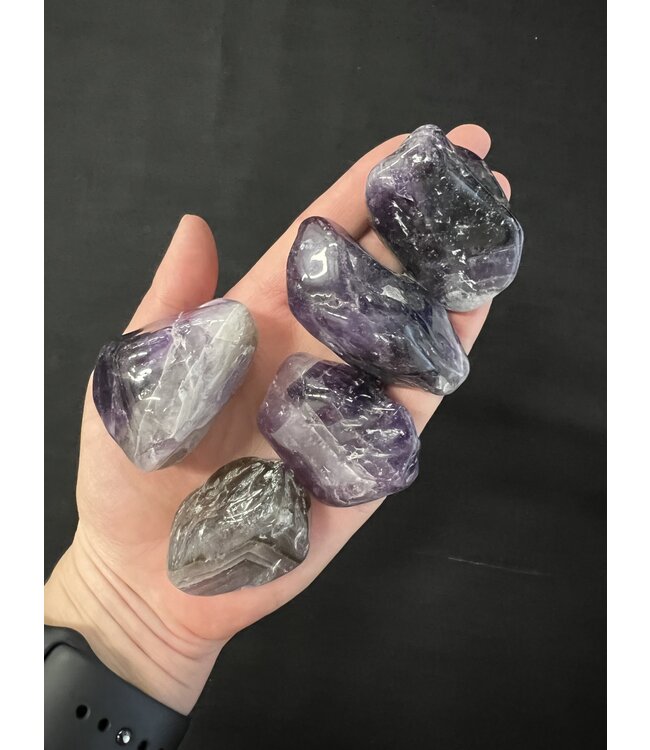 Chevron/Dream Amethyst Tumbled Stones, Polished Dream Amethyst, Grade A; 4 sizes available, purchase individual or bulk