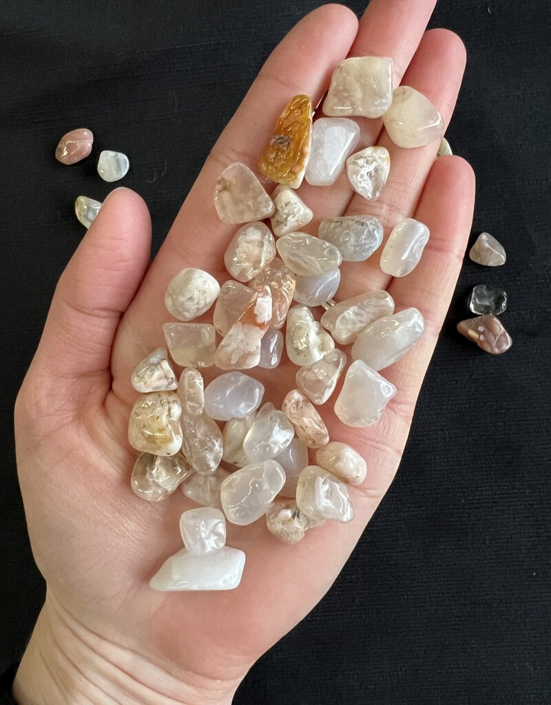 Flower Agate Tumbled Stones, Polished Flower Agate, Grade A; 4 sizes available, purchase individual or bulk