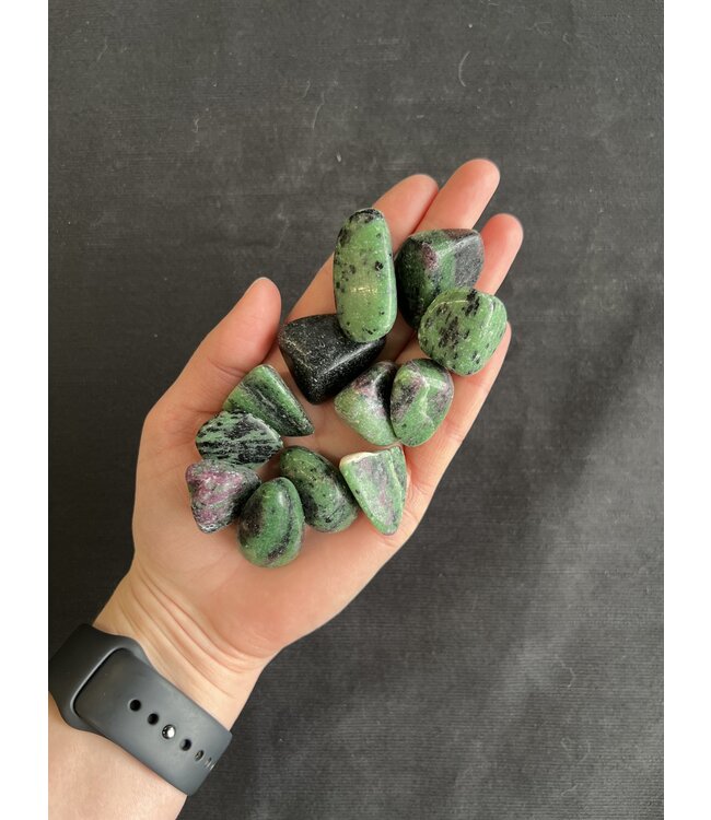 Ruby Zoisite Tumbled Stones, Polished Ruby Zoisite, Grade A; 3 sizes available, purchase individual or bulk
