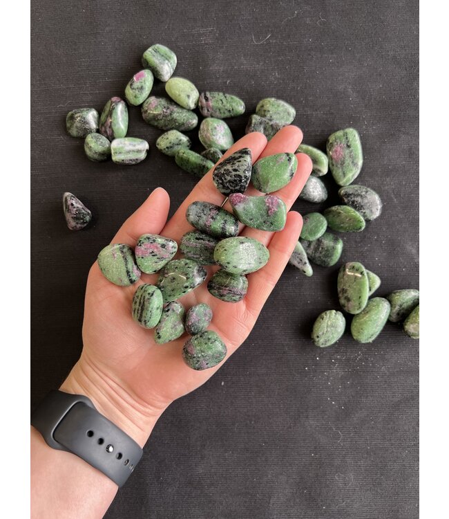 Ruby Zoisite Tumbled Stones, Polished Ruby Zoisite, Grade A; 3 sizes available, purchase individual or bulk