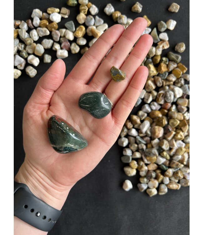Ocean Jasper Tumbled Stones, Polished Ocean Jasper, Grade A; 4 sizes available, purchase individual or bulk