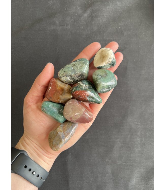 Ocean Jasper Tumbled Stones, Polished Ocean Jasper, Grade A; 4 sizes available, purchase individual or bulk