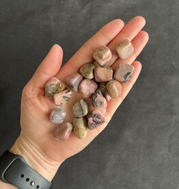 Rhodonite Tumbled Stones, Polished Rhodonite, Grade A; 4 sizes available, purchase individual or bulk