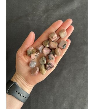 Rhodonite Tumbled Stones, Polished Rhodonite, Grade A; 4 sizes available, purchase individual or bulk