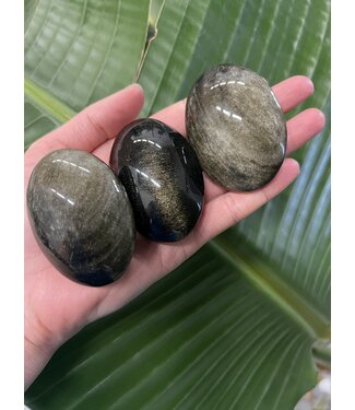 Gold Sheen Obsidian Palm Stone, Size Small [75-99gr]