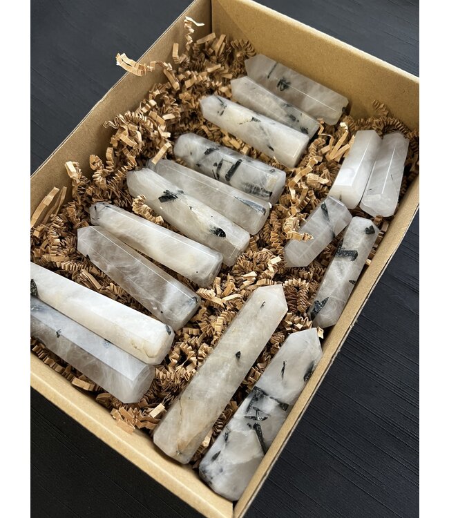 Tourmalinated Quartz Points 1KG bulk lot