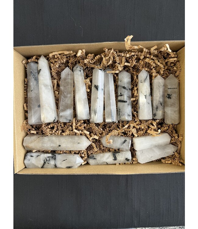 Tourmalinated Quartz Points 1KG bulk lot