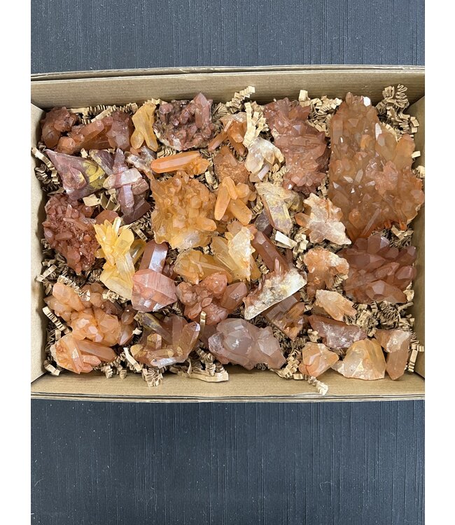 Red Quartz Clusters, Various Sizes, 1KG bulk lot