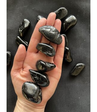 Black Tourmaline Tumbled Stones, Polished Black Tourmaline, Grade A; 3 sizes available, purchase individual or bulk