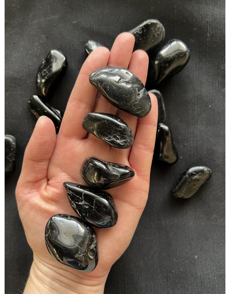 Black Tourmaline Tumbled Stones, Polished Black Tourmaline, Grade A; 3  sizes available, purchase individual or bulk