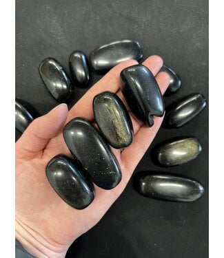 Gold Sheen Obsidian Tumbled Stones, Grade A, 1 Sizes Available, Purchase Individual or Bulk