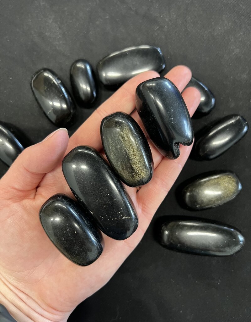 Gold Sheen Obsidian Tumbled Stones, Grade A, 1 Sizes Available, Purchase Individual or Bulk