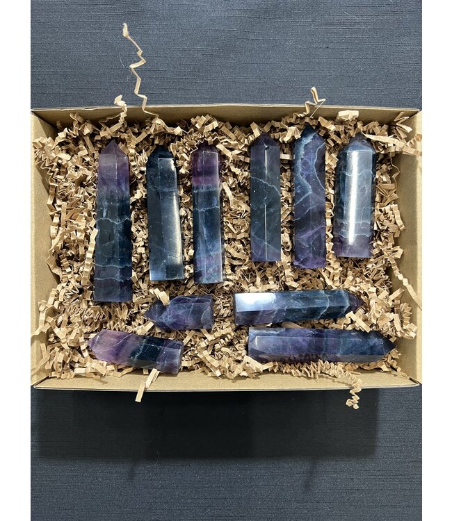 Purple/Teal Fluorite Points 1KG bulk lot