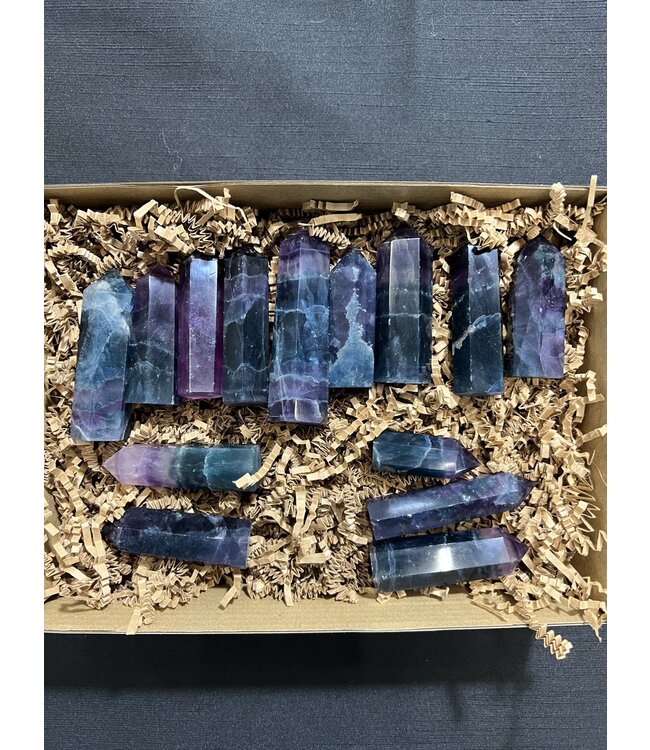 Purple/Teal Fluorite Points 1KG bulk lot