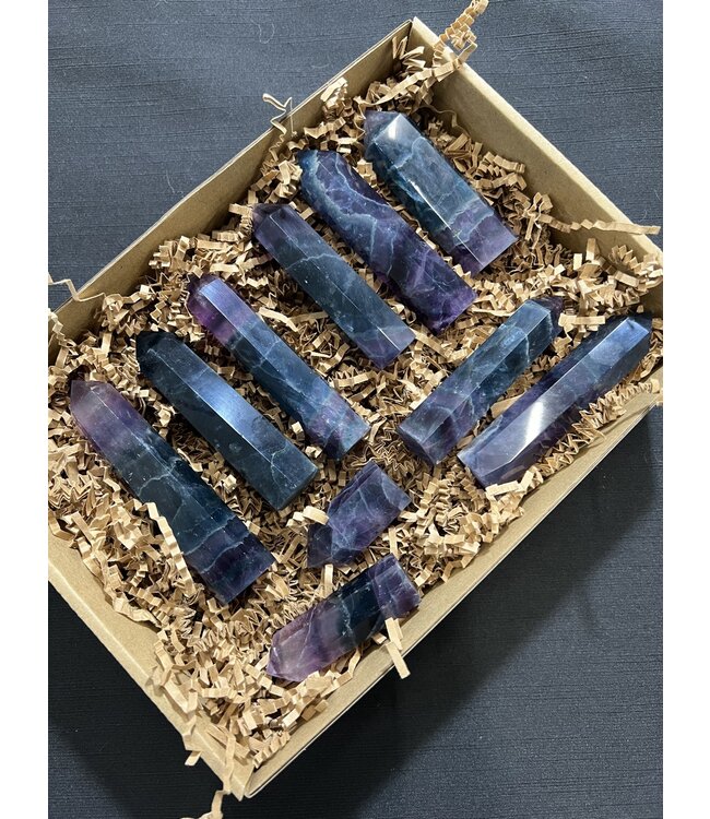 Purple/Teal Fluorite Points 1KG bulk lot