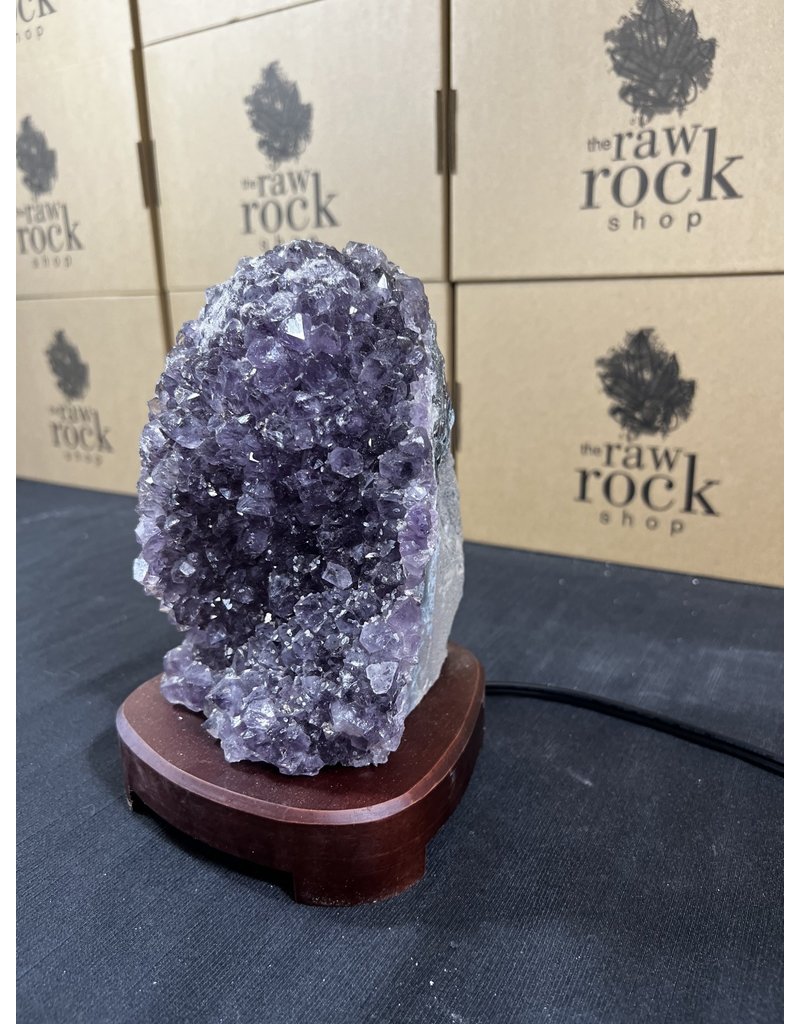 Amethyst Lamp with wood base #41, 2.56kg