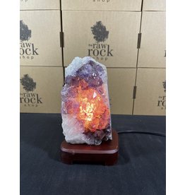 Amethyst Lamp with wood base #42, 3.02kg