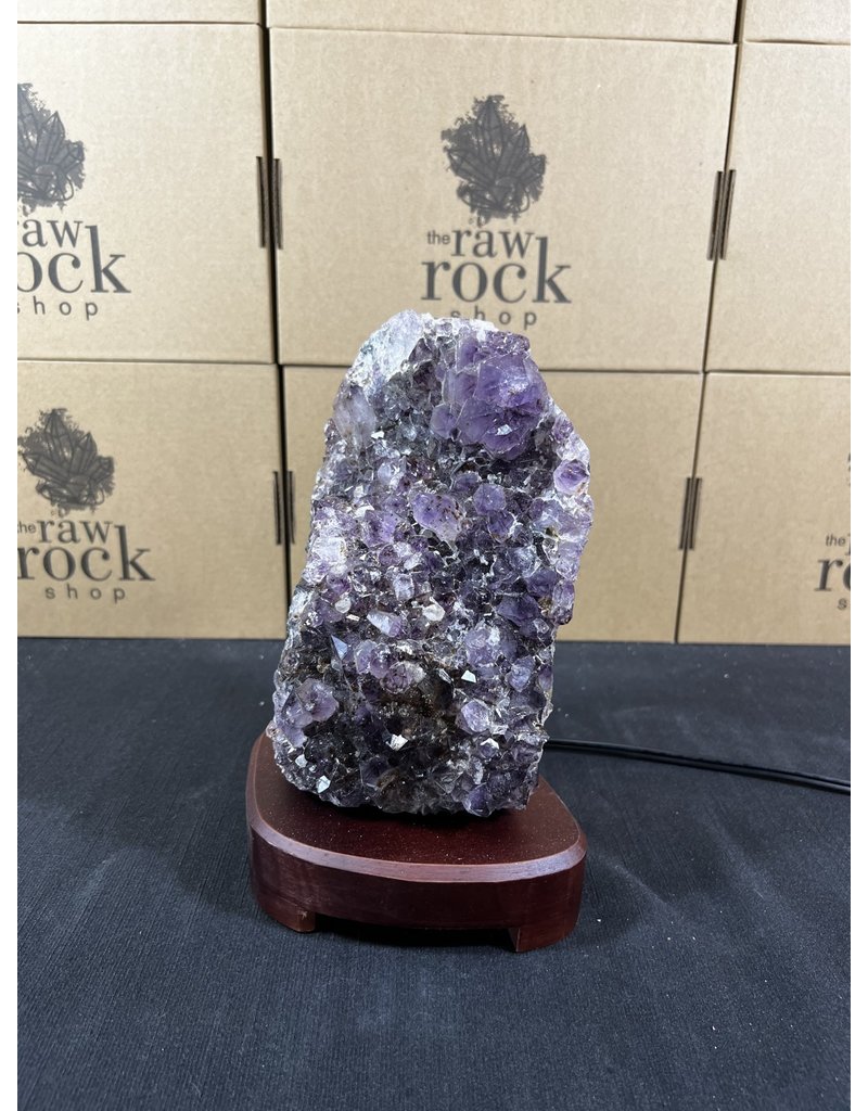 Amethyst Lamp with wood base #43, 3.27kg *low light*