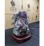 Amethyst Lamp with wood base #43, 3.27kg *low light*