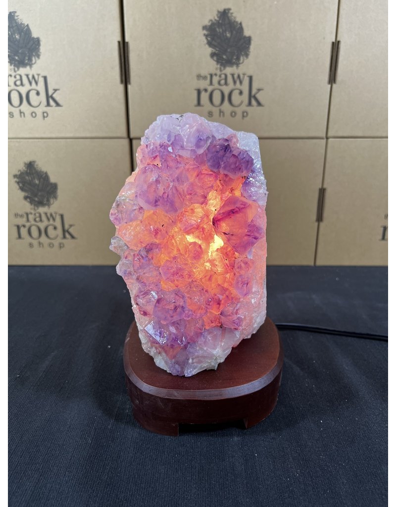 Amethyst Lamp with wood base #46, 3.58kg
