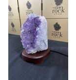 Amethyst Lamp with wood base #46, 3.58kg