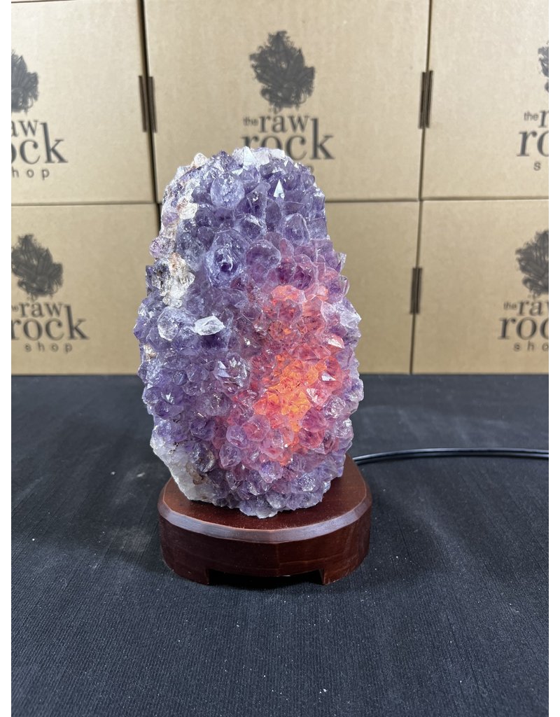 Amethyst Lamp with wood base #49, 2.76kg
