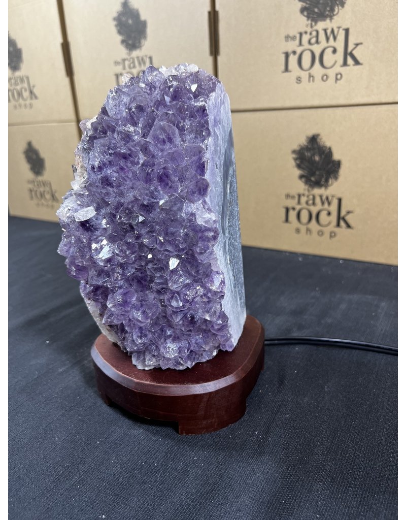 Amethyst Lamp with wood base #49, 2.76kg