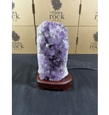 Amethyst Lamp with wood base #50, 3.02kg