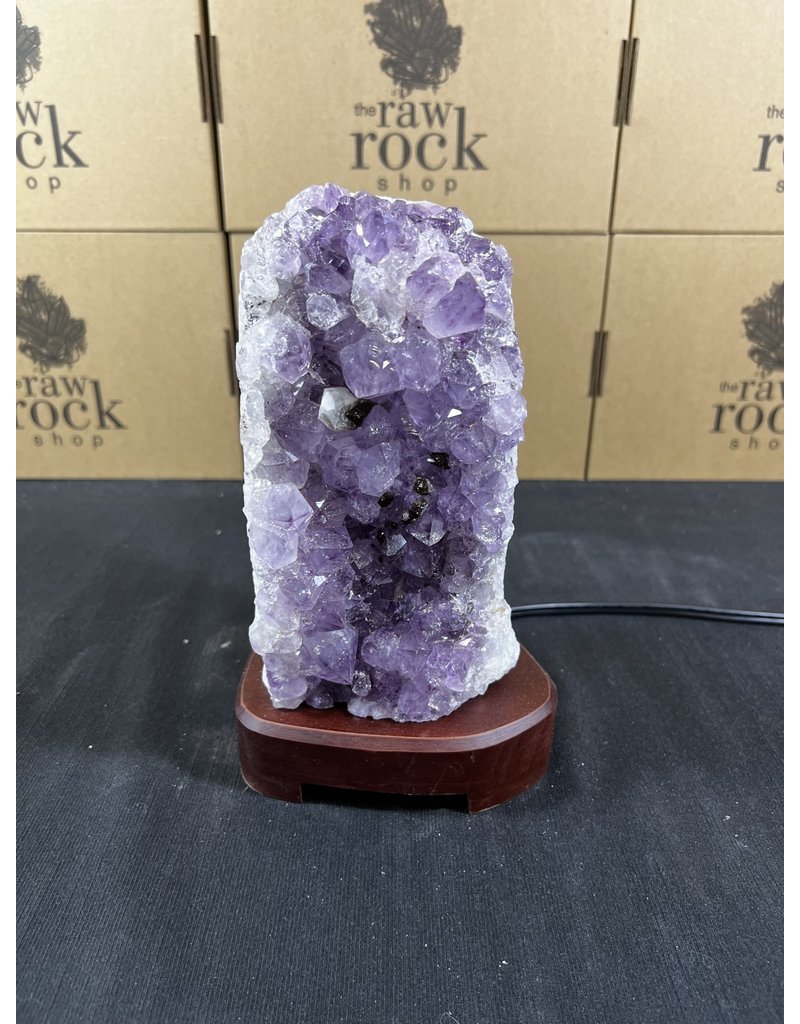 Amethyst Lamp with wood base #50, 3.02kg