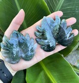 Moss Agate Double Leaf Carving *disc.*