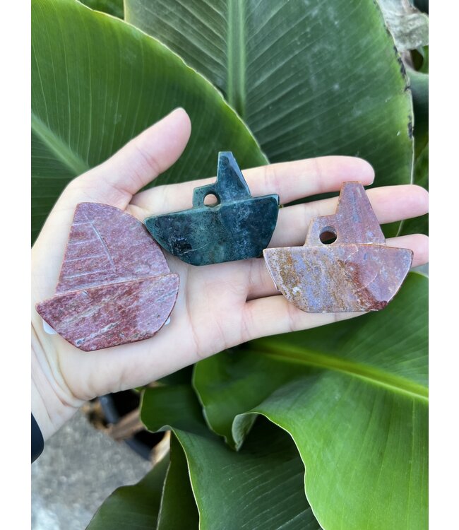 Mini Boat Carving, Ocean Jasper *disc.*