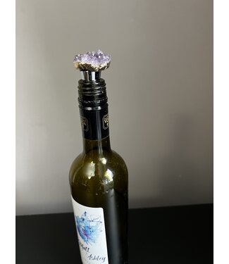 Geode Wine Bottle Toppers Gold Plated, Amethyst