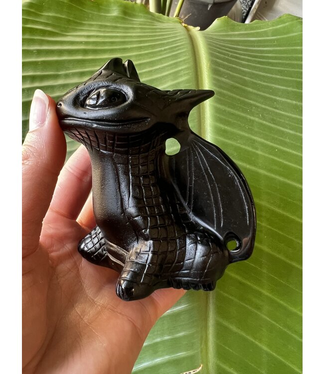 X-Large Toothless Carving, Black Obsidian