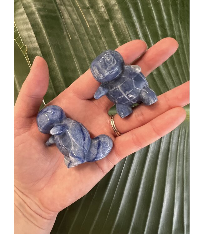Blue Aventurine Squirtle Carving, Pokémon Carving