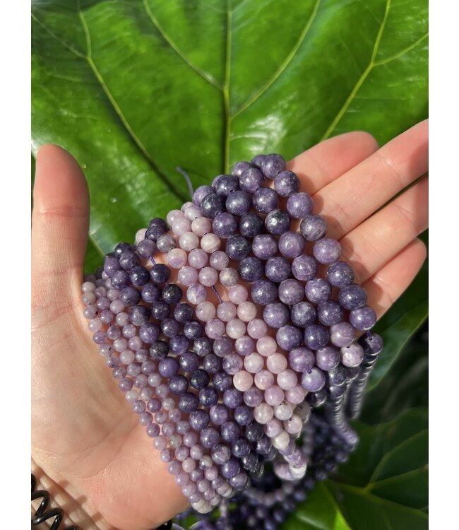 Lepidolite Beads Polished 15" Strand 6mm 8mm