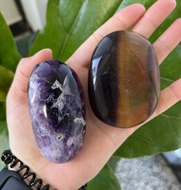 Rainbow Fluorite Palm Stone, Size X-Large [150-174gr],