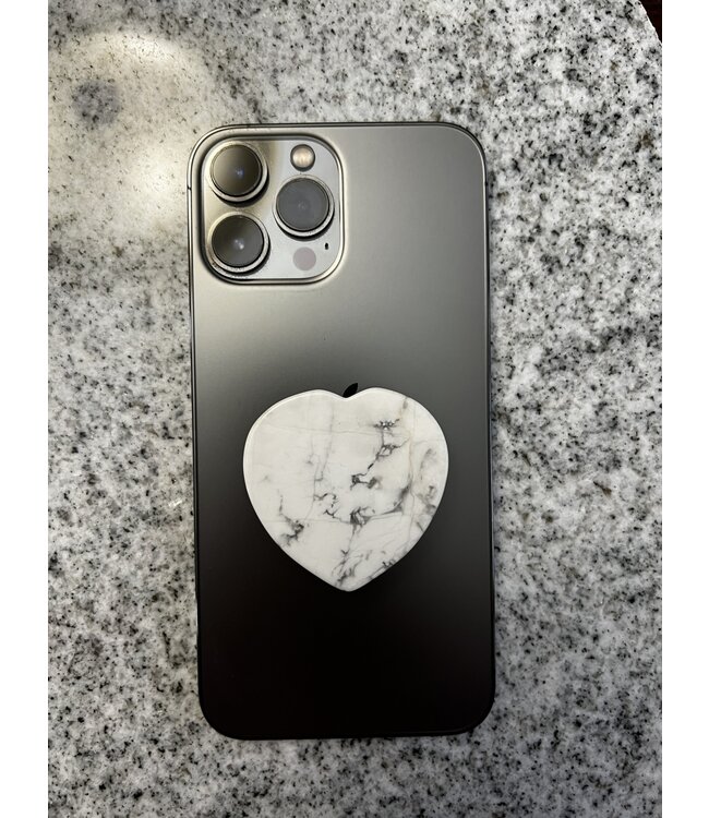 Howlite Heart Phone Grip *disc*