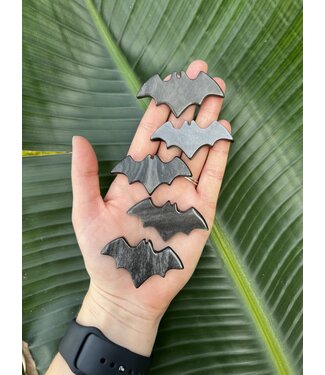 Silver Sheen Obsidian Bat Carving